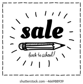 Back to school quotes catchword poster set. Black and white vector stickers. Modern hand written lettering doodles elements, calligraphy phrases