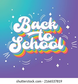 Back to school rainbow lettering banner illustration 