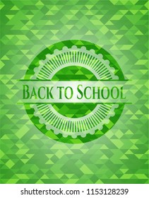 Back to School realistic green emblem. Mosaic background