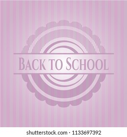 Back to School realistic pink emblem