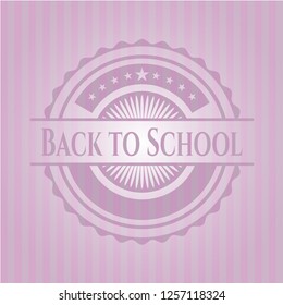 Back to School realistic pink emblem