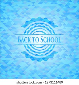Back to School realistic sky blue mosaic emblem