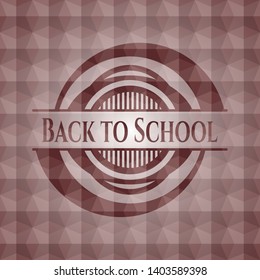 Back to School red emblem with geometric background. Seamless.