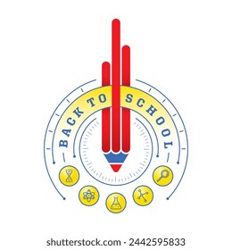 back to school and red pencil concept. scientific symbols and back to school. concept for education, business and science