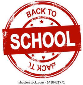 Back to School Red Stamp Seal. Grunge Vector Illustration