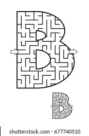 Back to school or regular learning reinforcement alphabet activity for kids - letter B maze. Use as is or add fun cartoon characters. Answer included.
