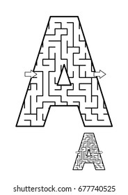 Back to school or regular learning reinforcement alphabet activity for kids - letter A maze. Use as is or add fun cartoon characters. Answer included.
