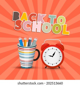 Back to School Retro Background with Paper Cut Title