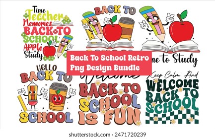 Back To School Retro PNG Design Bundle