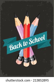 Back to school, retro poster, blackboard effect