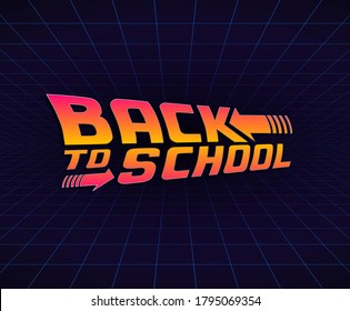 Back to school retro style lettering sign template for poster or banner or flyer design. Vintage styled vector illustration
