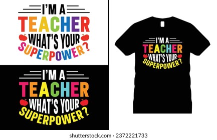 Back To School Retro Teacher Kids Hippie T-Shirt Design Vector