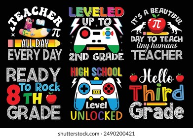 Back to school retro vintage Bundle t shirt design.