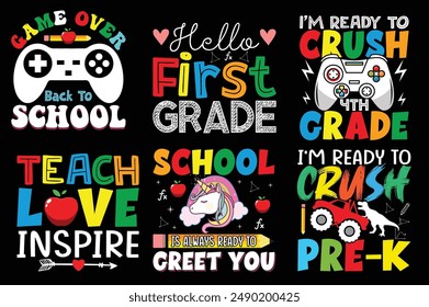 Back to school retro vintage Bundle t shirt design.