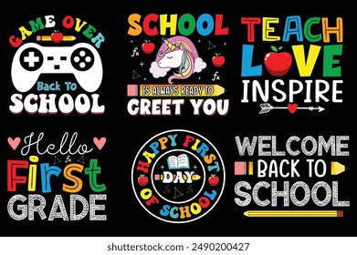 Back to school retro vintage Bundle t shirt design.