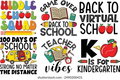 Back to school retro vintage Bundle t shirt design.