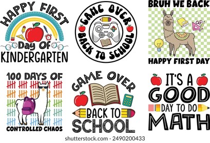 Back to school retro vintage Bundle t shirt design.