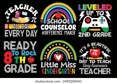 Back to school retro vintage Bundle t shirt design.