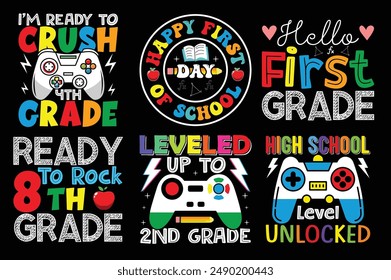Back to school retro vintage Bundle t shirt design.
