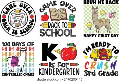 Back to school retro vintage Bundle t shirt design.