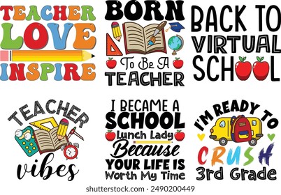 Back to school retro vintage Bundle t shirt design.