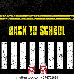 Back To School, Road Safety Concept With Sneakers