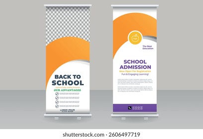 Back to School Roll-up Banner Template School Admission Education Promotional Design