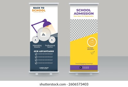 Back to School Roll-up Banner Template School Admission Education Promotional Design