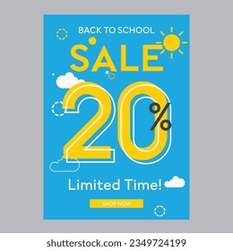 Back to school sale 20% off discount promotion poster