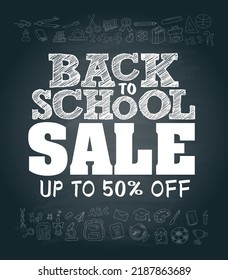 Back School Sale 50 Discount Poster Stock Vector (Royalty Free ...