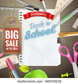 Back to School sale background. EPS 10 vector file included