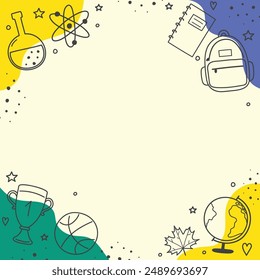 Back to School Sale background with hand drawn stationery. Vector illustration