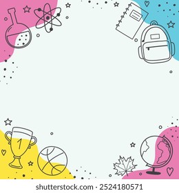 Back to School Sale background with hand drawn stationery. Vector illustration