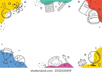 Back to School Sale background with hand drawn elements. Vector illustration