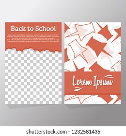 Back to school sale background layout decorate with falling red silhouette paper pin, transparent space for image, label. design for shopping sale, promo poster, frame leaflet, web banner template