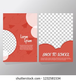 Back to school sale background layout decorate with falling red silhouette paper plane, transparent space for image, bubble. design for shopping sale, promo poster, frame leaflet, web banner template