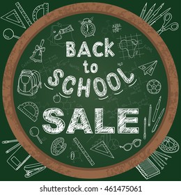 Back to school sale background, vector illustration