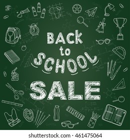 Back to school sale background, vector illustration