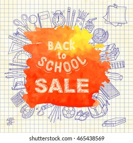 Back to school sale background, vector editable illustration 