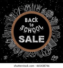 Back to school sale background, vector editable illustration 