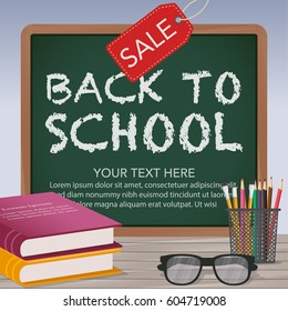Back to school sale background. Vector illustration