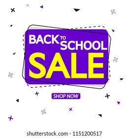 Back to School, Sale banner design template, discount tag, vector illustration
