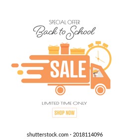 Back to School sale banner. Flat vector illustration.