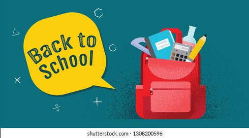 back to school sale banner, poster, flat design colorful, vector