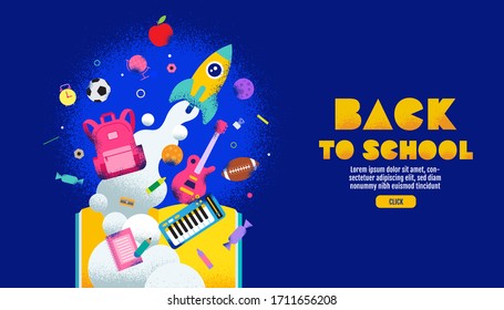 back to school sale banner, poster, design layout colorful, learning from home, vector illustration.