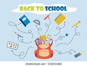 back to school sale banner, poster, flat design colorful, vector