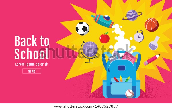 Back School Sale Banner Poster Flat Stock Vector (Royalty Free ...