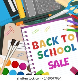 Back to school sale banner. Vector illustration EPS10.