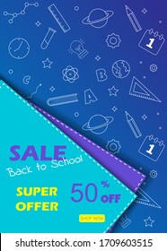 Back to school sale banner. Vector School eps 10 format.