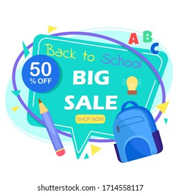 Back to school sale banner. Vector  School eps 10 format.